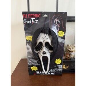 RARE Scream Ghost Face Bleeding Halloween Mask w/Blood Heart Pump NEW 2010